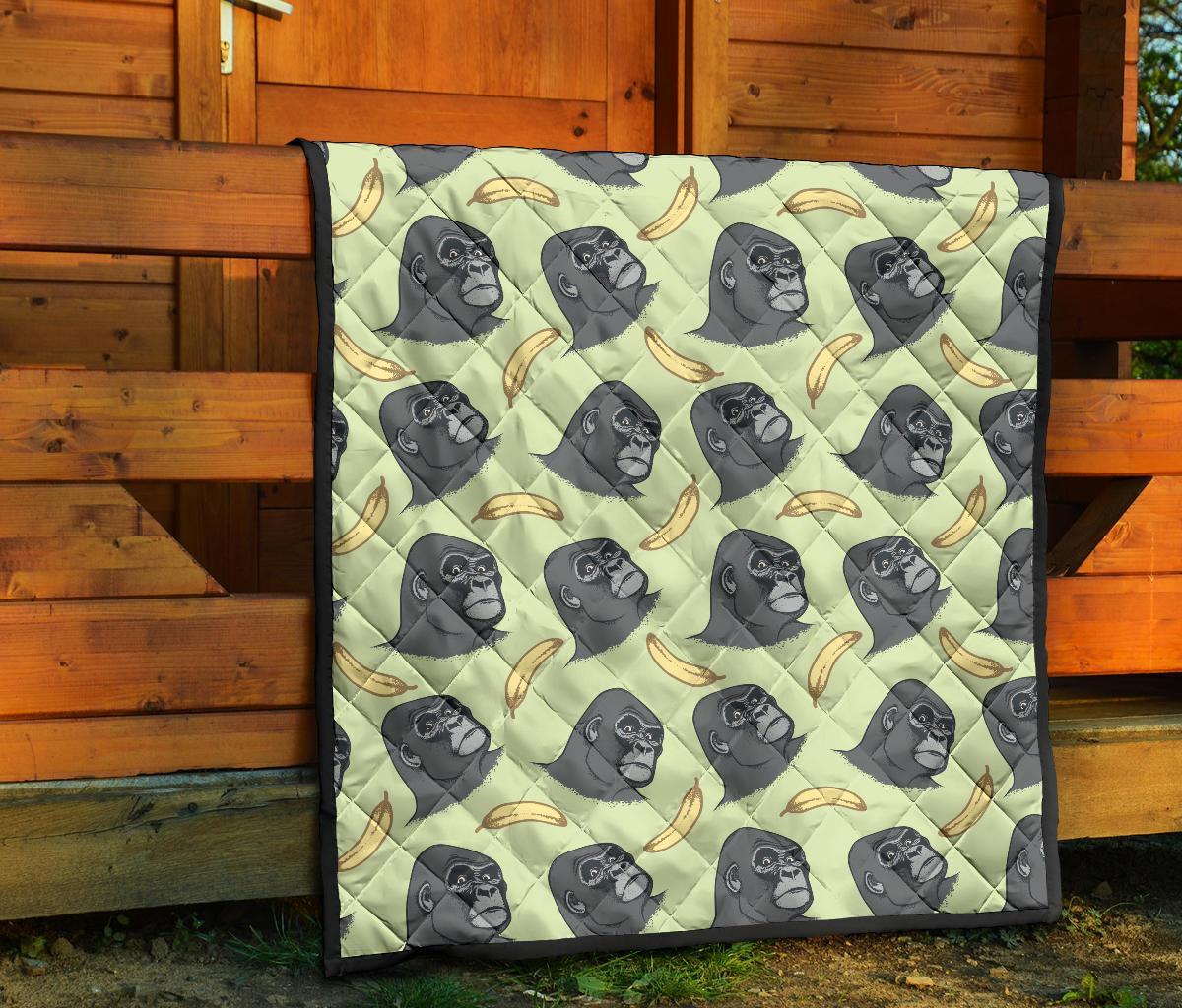 Gorilla Banana Pattern Print Quilt-grizzshop