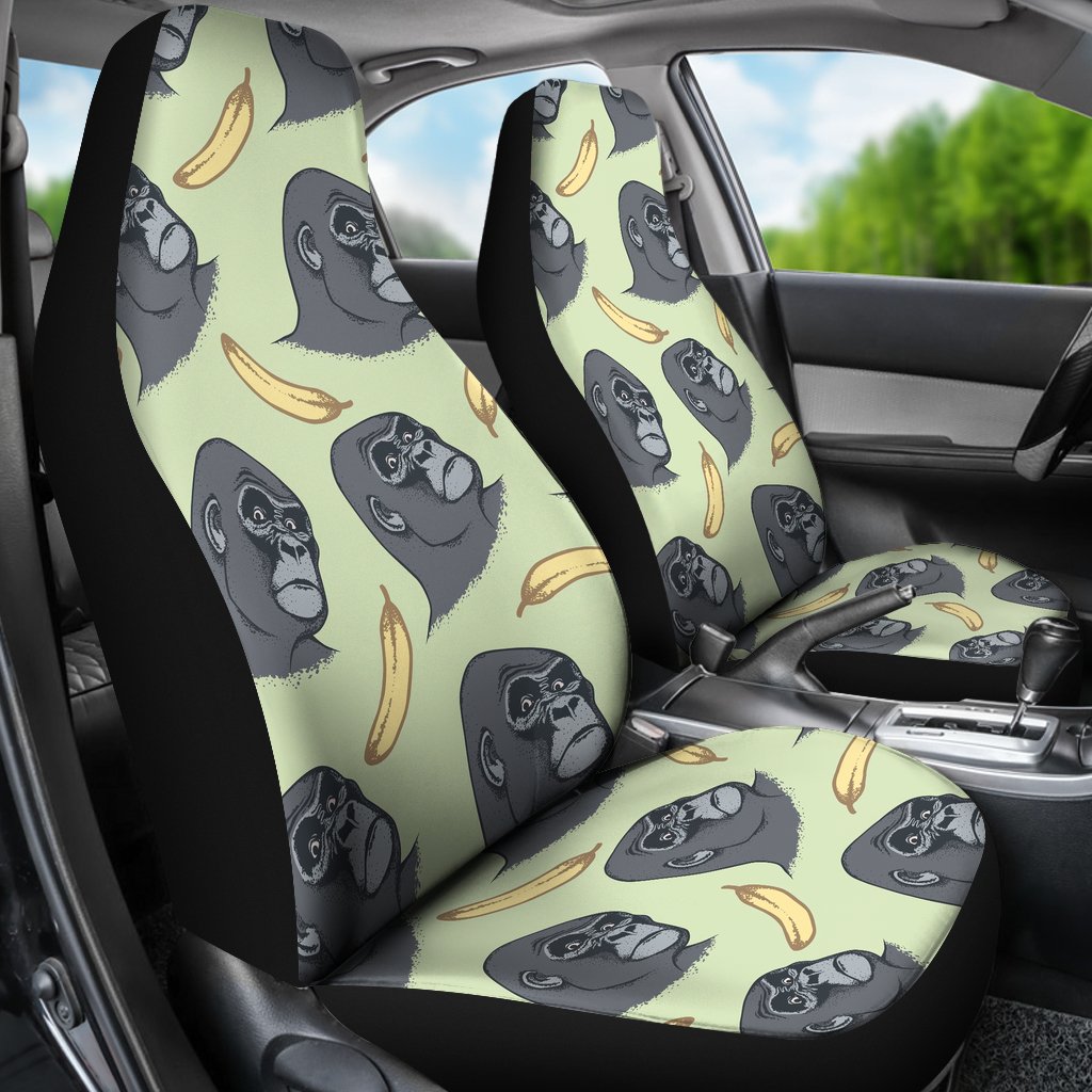 Gorilla Banana Pattern Print Universal Fit Car Seat Covers-grizzshop