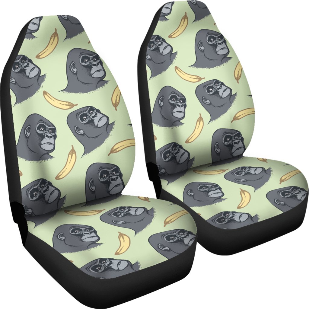 Gorilla Banana Pattern Print Universal Fit Car Seat Covers-grizzshop