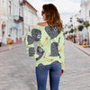 Gorilla Banana Pattern Print Women Off Shoulder Sweatshirt-grizzshop