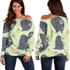 Gorilla Banana Pattern Print Women Off Shoulder Sweatshirt-grizzshop