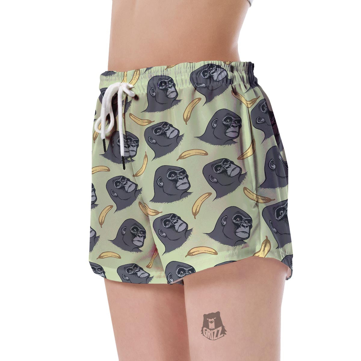 Gorilla Banana Pattern Print Women's Shorts-grizzshop