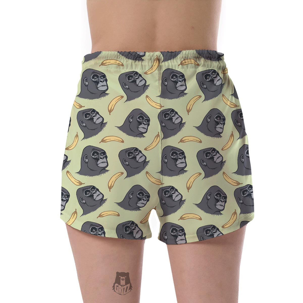 Gorilla Banana Pattern Print Women's Shorts-grizzshop