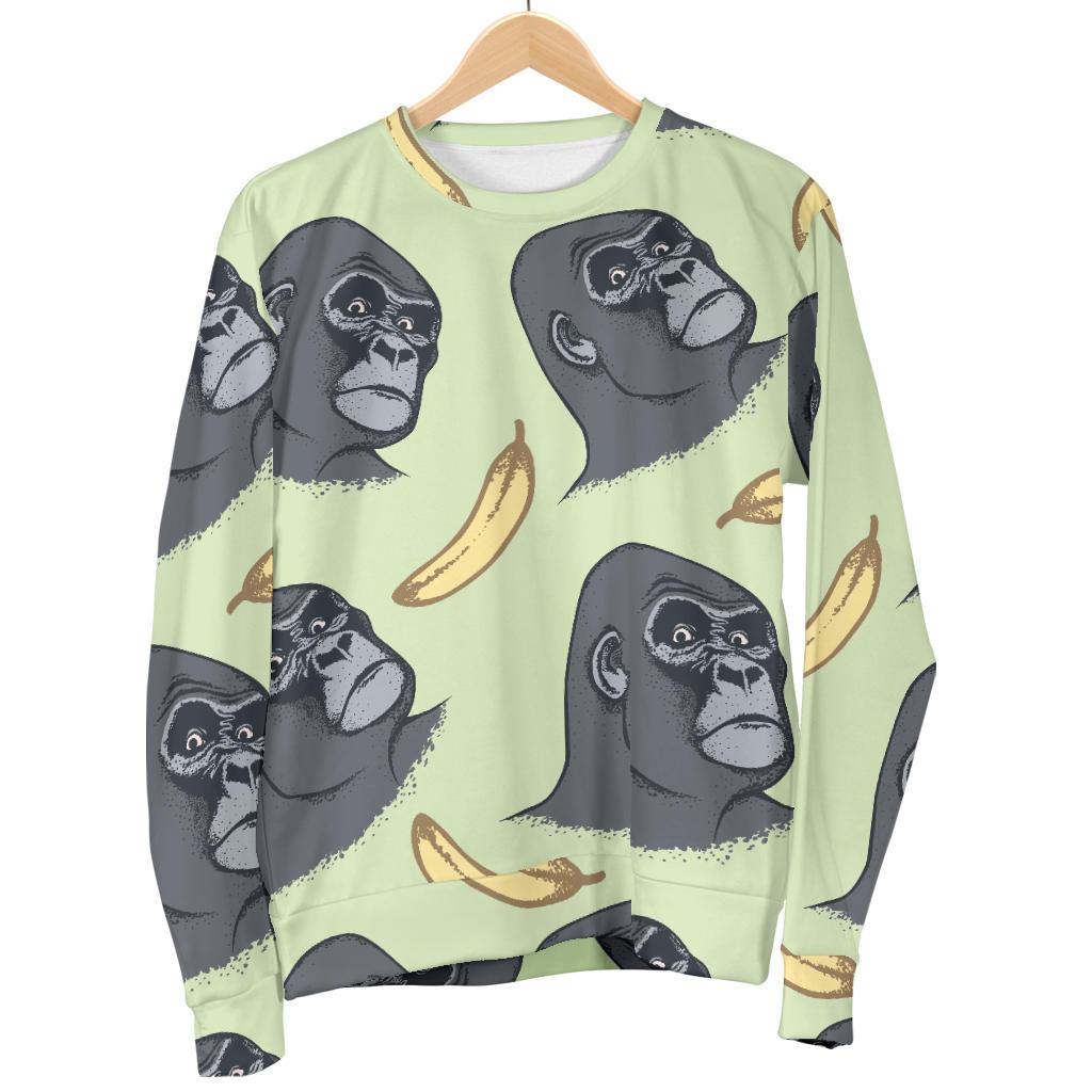 Gorilla Banana Pattern Print Women's Sweatshirt-grizzshop