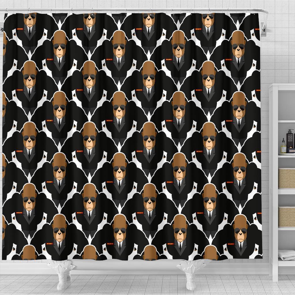 Gorilla Bodyguard Pattern Print Bathroom Shower Curtain-grizzshop