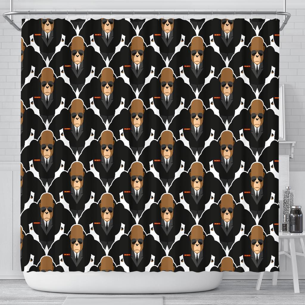 Gorilla Bodyguard Pattern Print Bathroom Shower Curtain-grizzshop