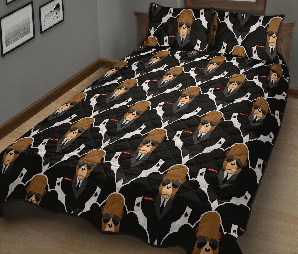 Gorilla Bodyguard Pattern Print Bed Set Quilt-grizzshop