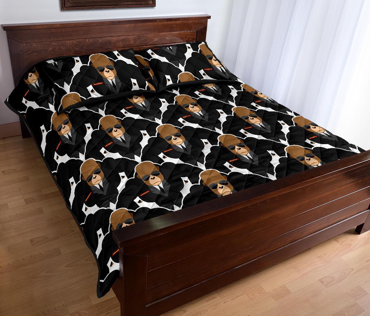 Gorilla Bodyguard Pattern Print Bed Set Quilt-grizzshop