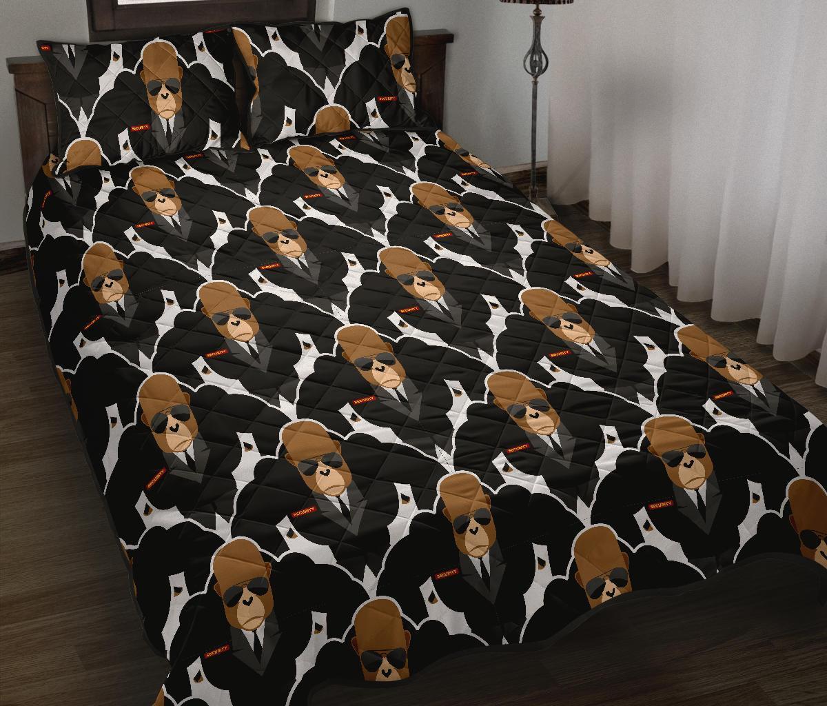 Gorilla Bodyguard Pattern Print Bed Set Quilt-grizzshop