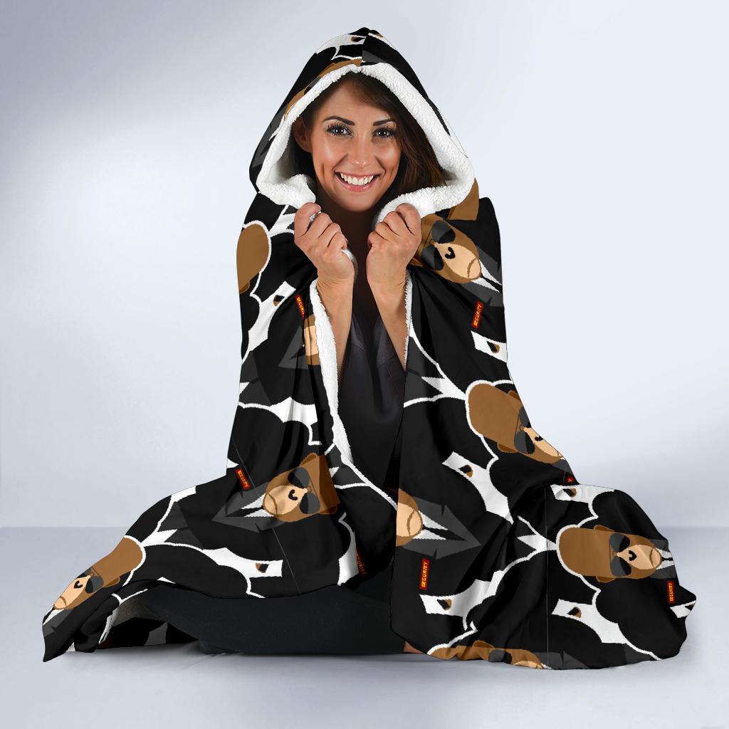 Gorilla Bodyguard Pattern Print Hooded Blanket-grizzshop