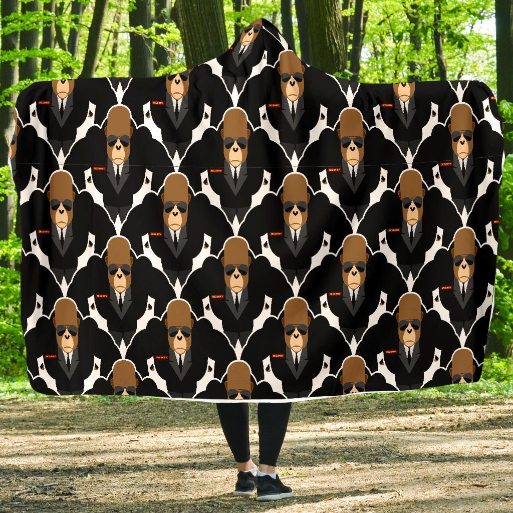 Gorilla Bodyguard Pattern Print Hooded Blanket-grizzshop