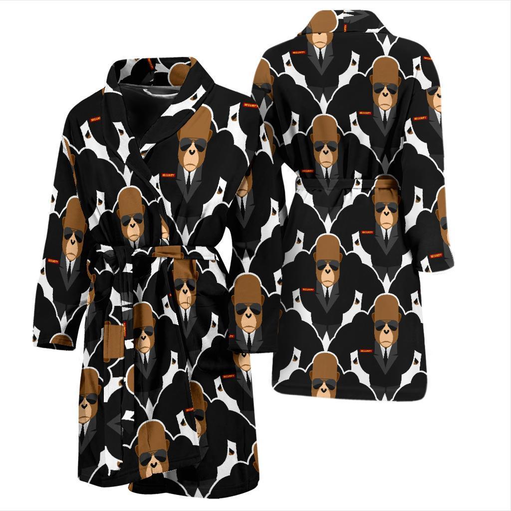 Gorilla Bodyguard Pattern Print Men Long Robe-grizzshop