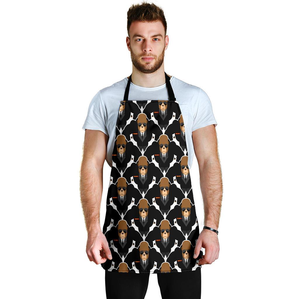 Gorilla Bodyguard Pattern Print Men's Apron-grizzshop