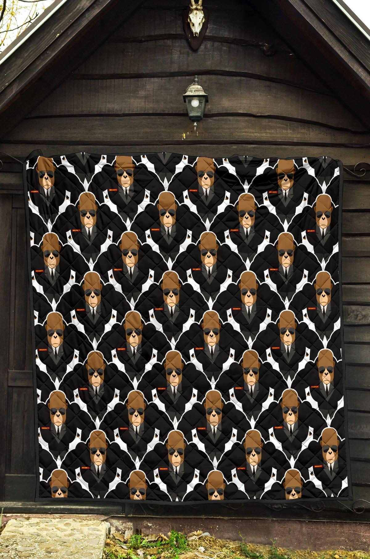 Gorilla Bodyguard Pattern Print Quilt-grizzshop