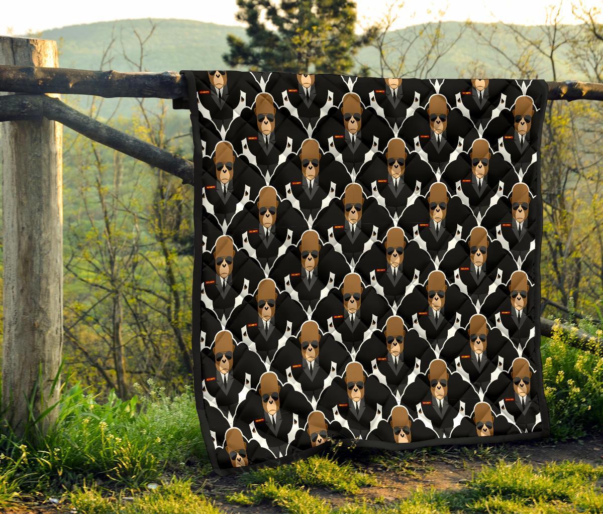 Gorilla Bodyguard Pattern Print Quilt-grizzshop