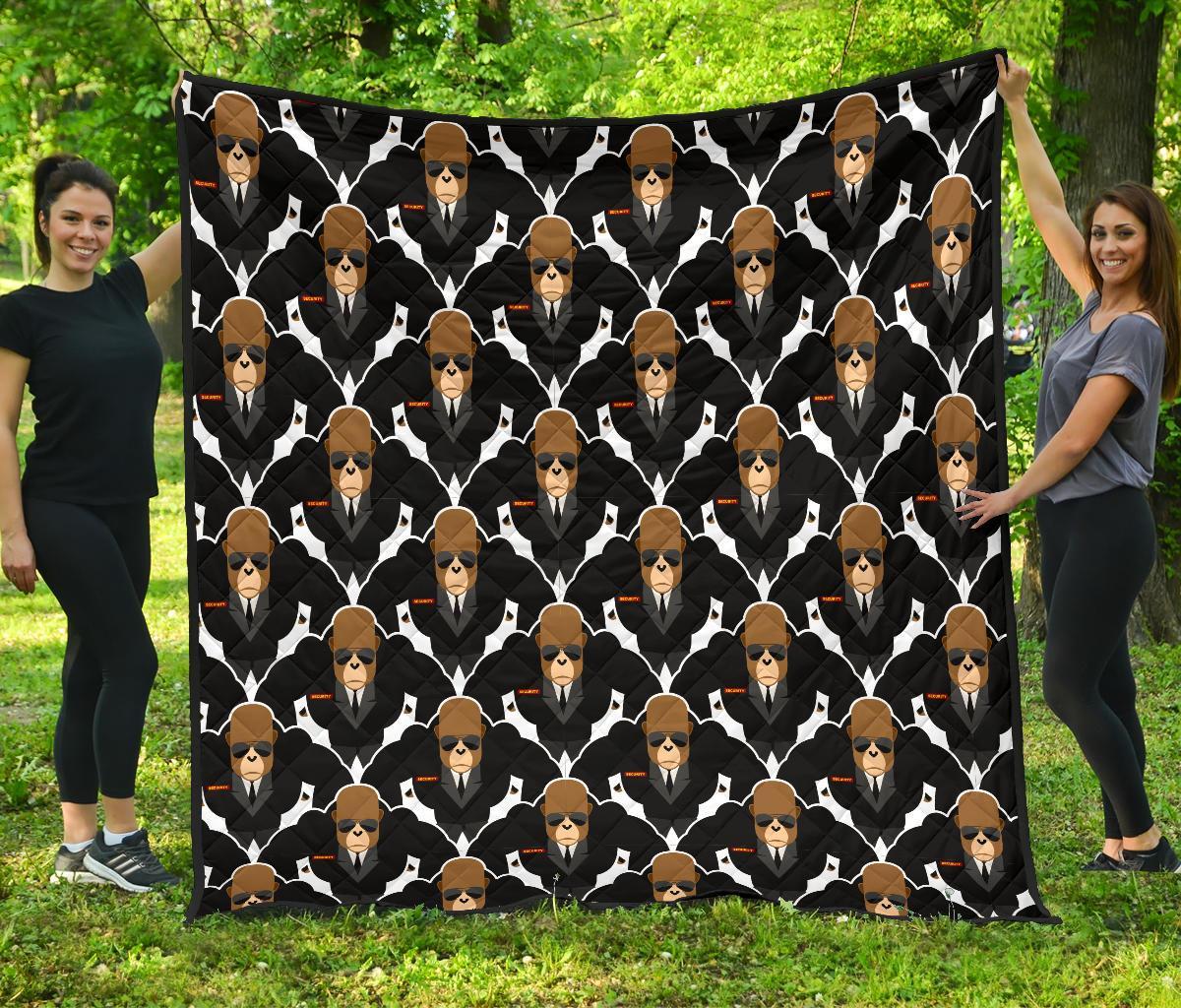 Gorilla Bodyguard Pattern Print Quilt-grizzshop