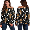 Gorilla Bodyguard Pattern Print Women Off Shoulder Sweatshirt-grizzshop