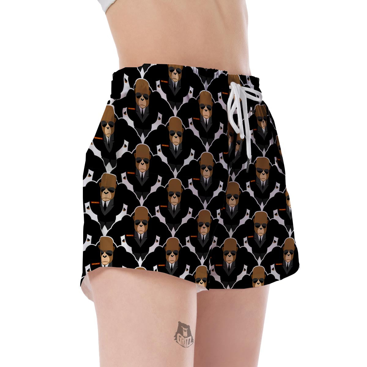 Gorilla Bodyguard Pattern Print Women's Shorts-grizzshop