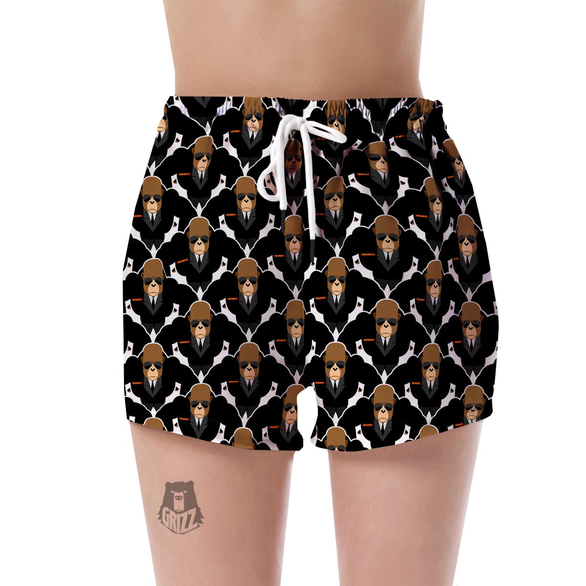 Gorilla Bodyguard Pattern Print Women's Shorts-grizzshop