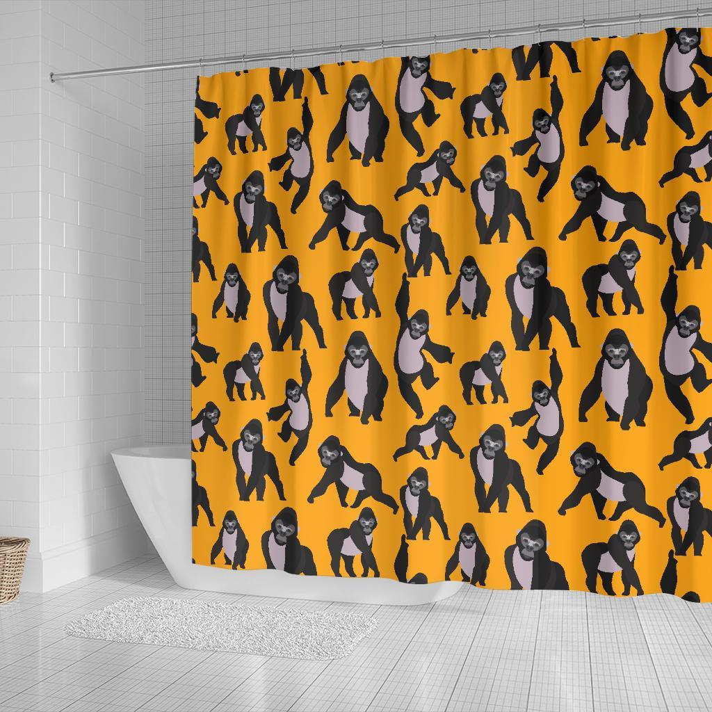 Gorilla Pattern Print Bathroom Shower Curtain-grizzshop