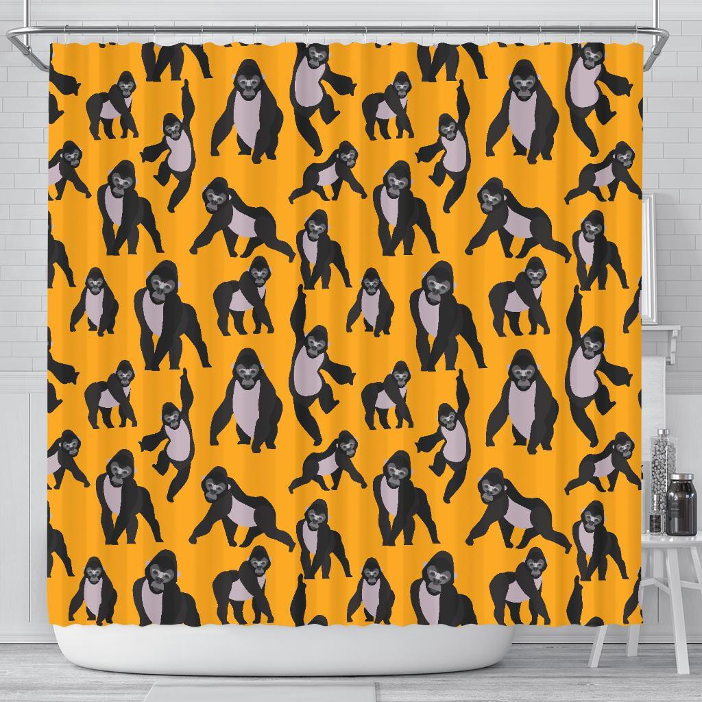 Gorilla Pattern Print Bathroom Shower Curtain-grizzshop