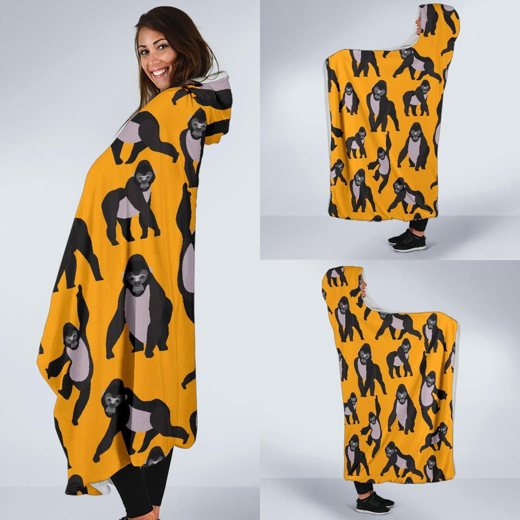 Gorilla Pattern Print Hooded Blanket-grizzshop