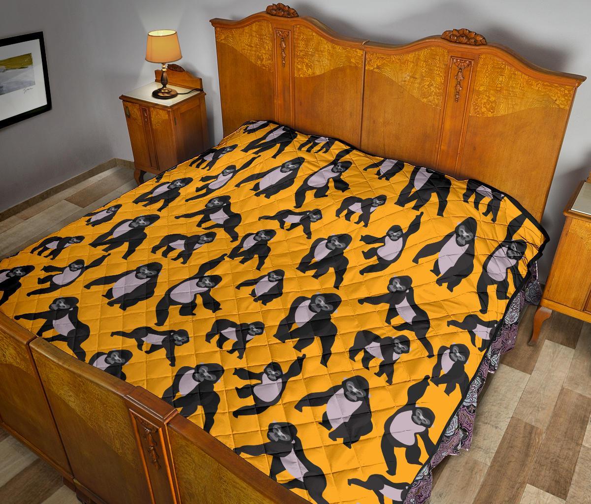 Gorilla Pattern Print Quilt-grizzshop