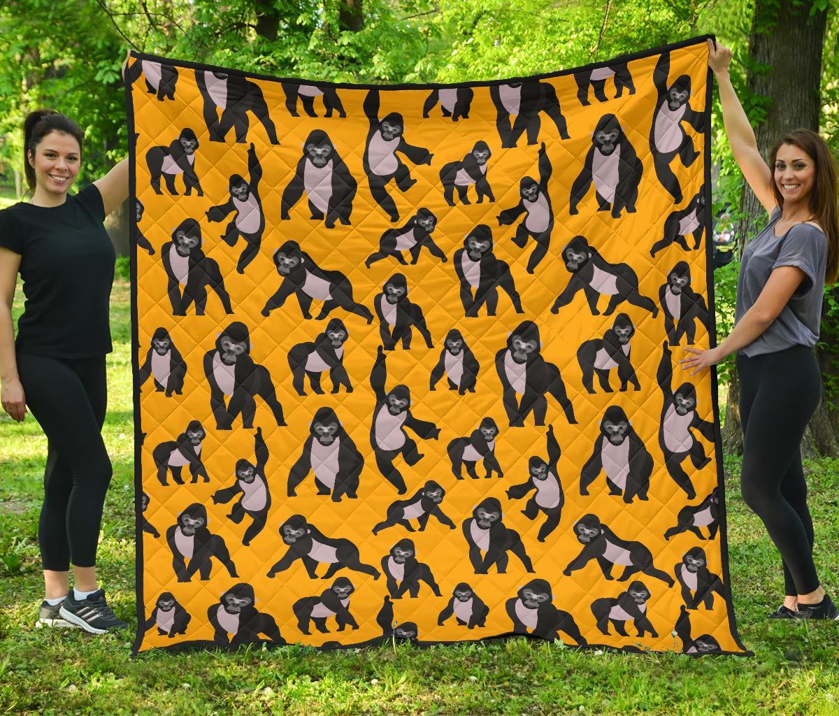 Gorilla Pattern Print Quilt-grizzshop