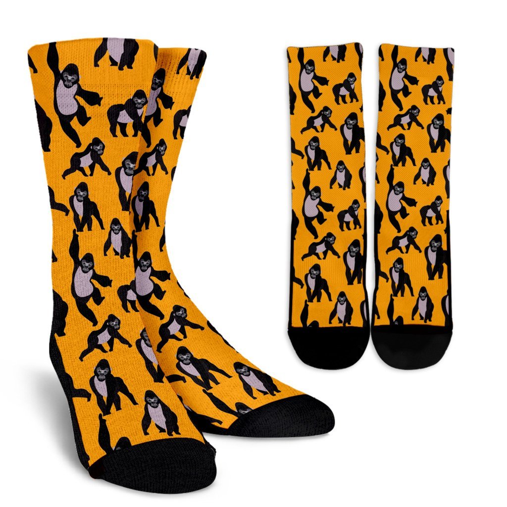 Gorilla Pattern Print Unisex Crew Socks-grizzshop