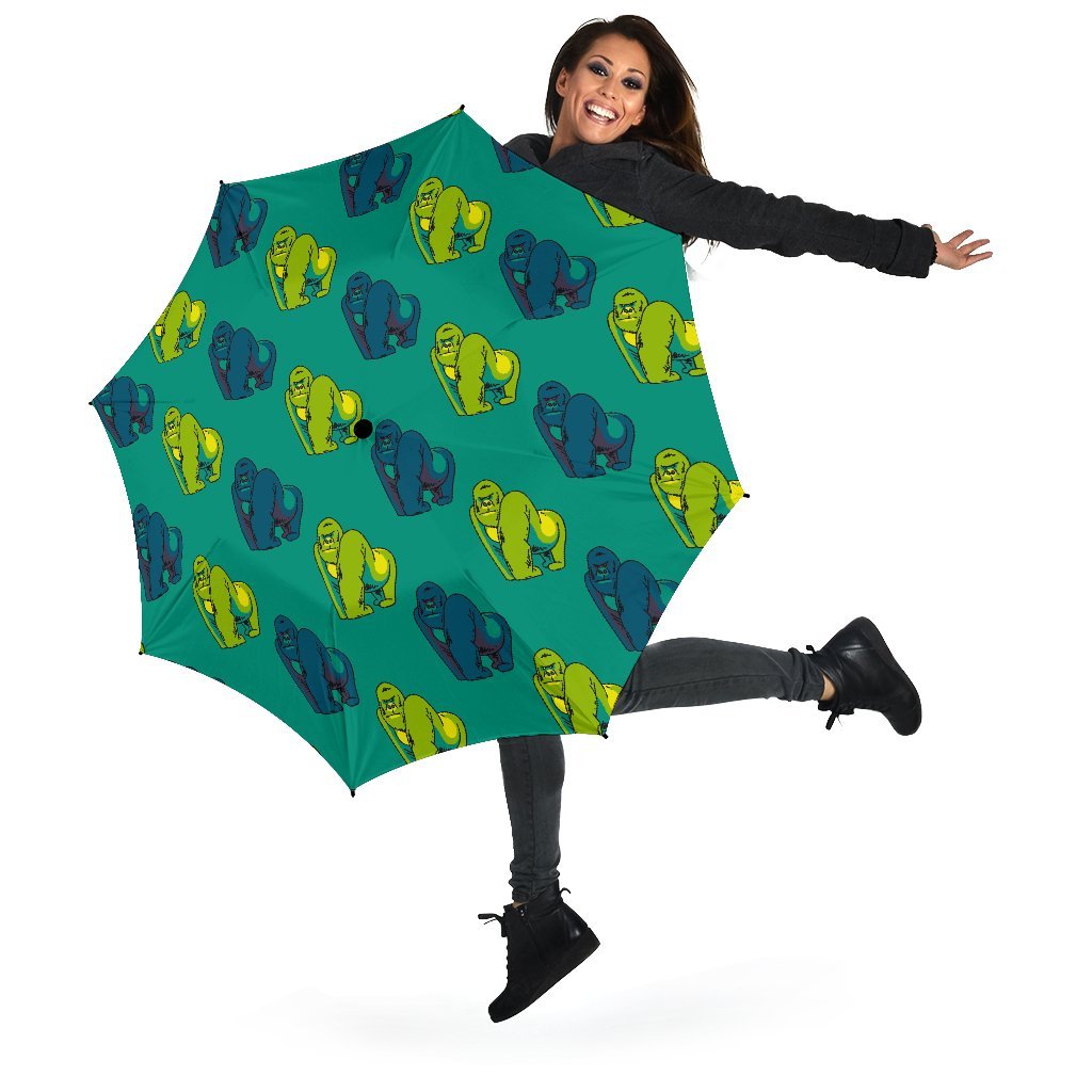 Gorilla Print Pattern Automatic Foldable Umbrella-grizzshop