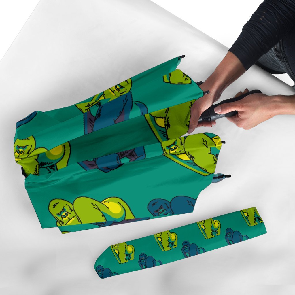 Gorilla Print Pattern Automatic Foldable Umbrella-grizzshop
