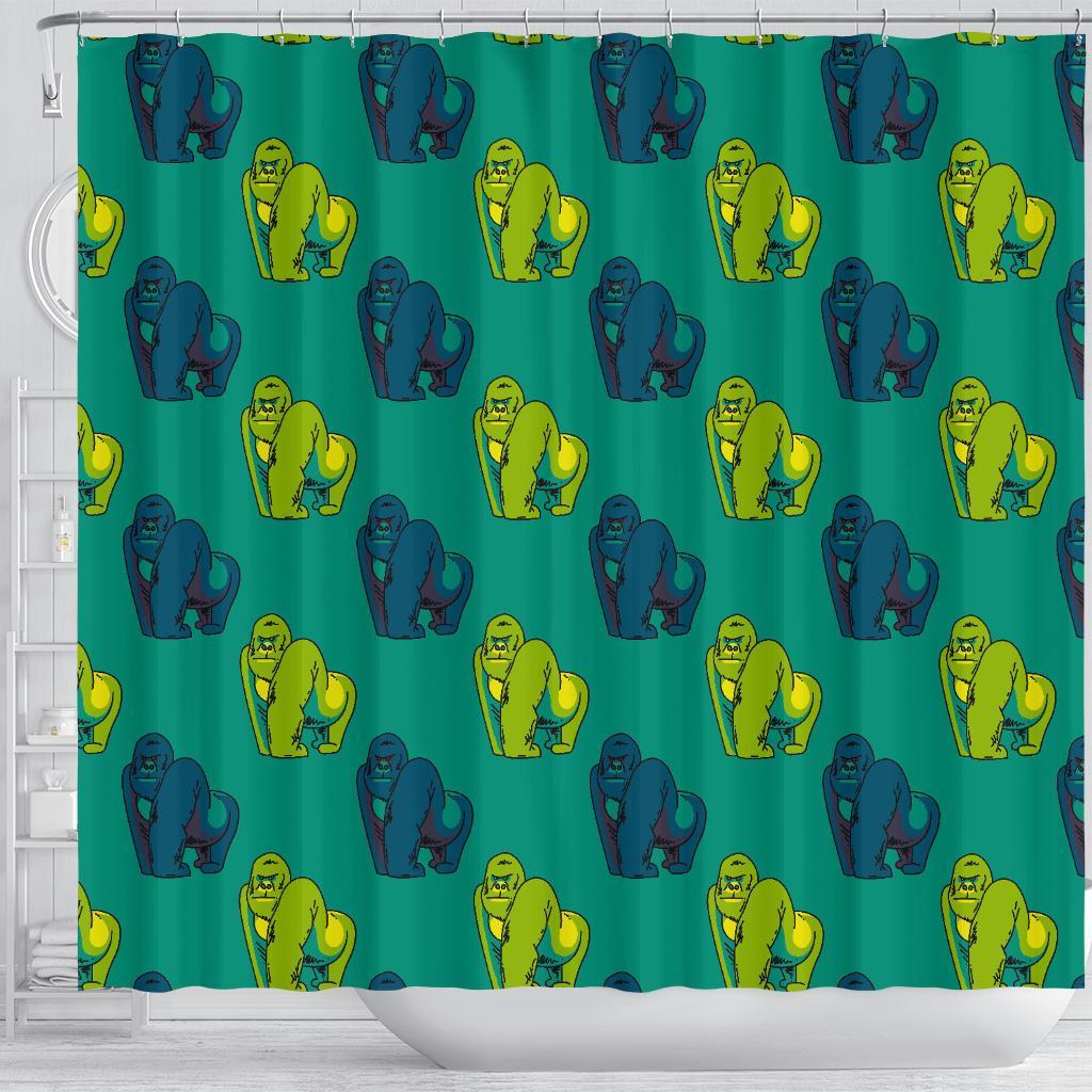 Gorilla Print Pattern Bathroom Shower Curtain-grizzshop