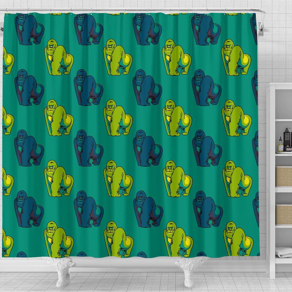 Gorilla Print Pattern Bathroom Shower Curtain-grizzshop