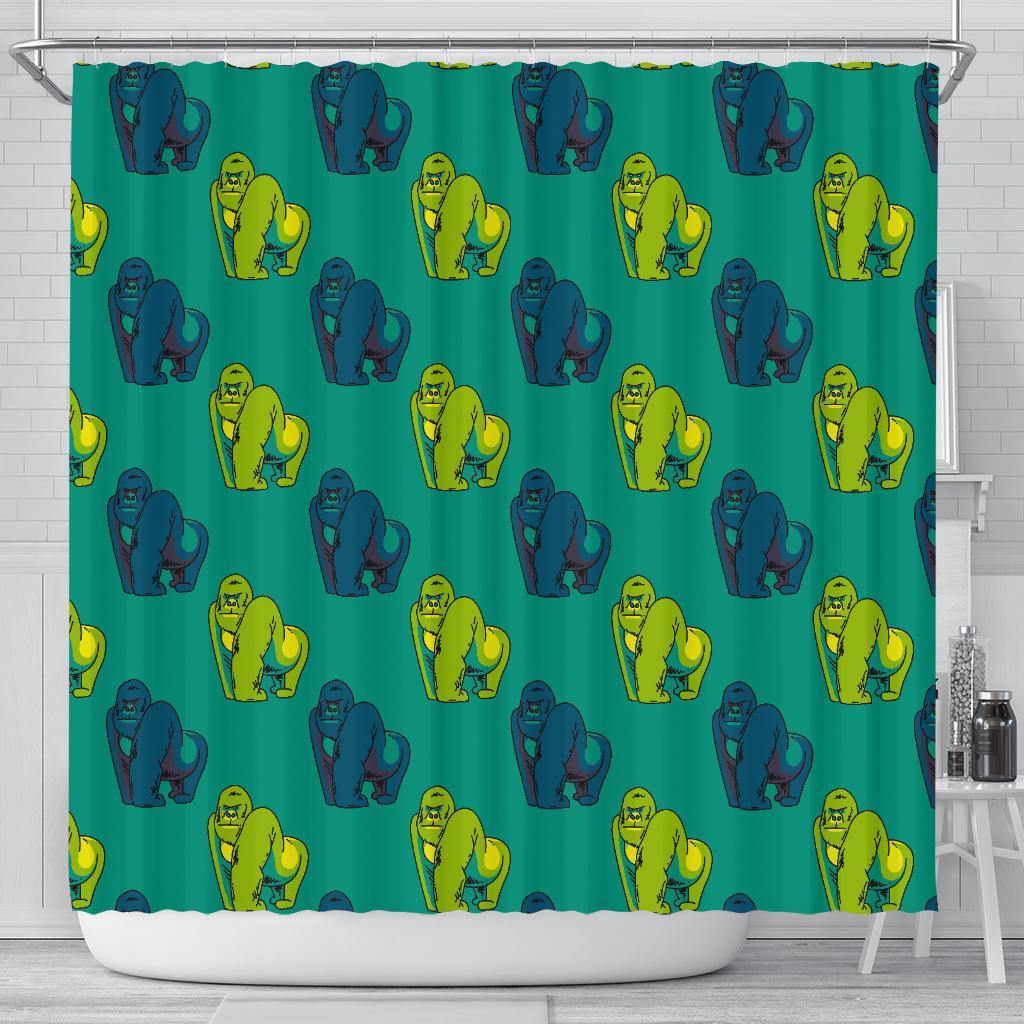 Gorilla Print Pattern Bathroom Shower Curtain-grizzshop