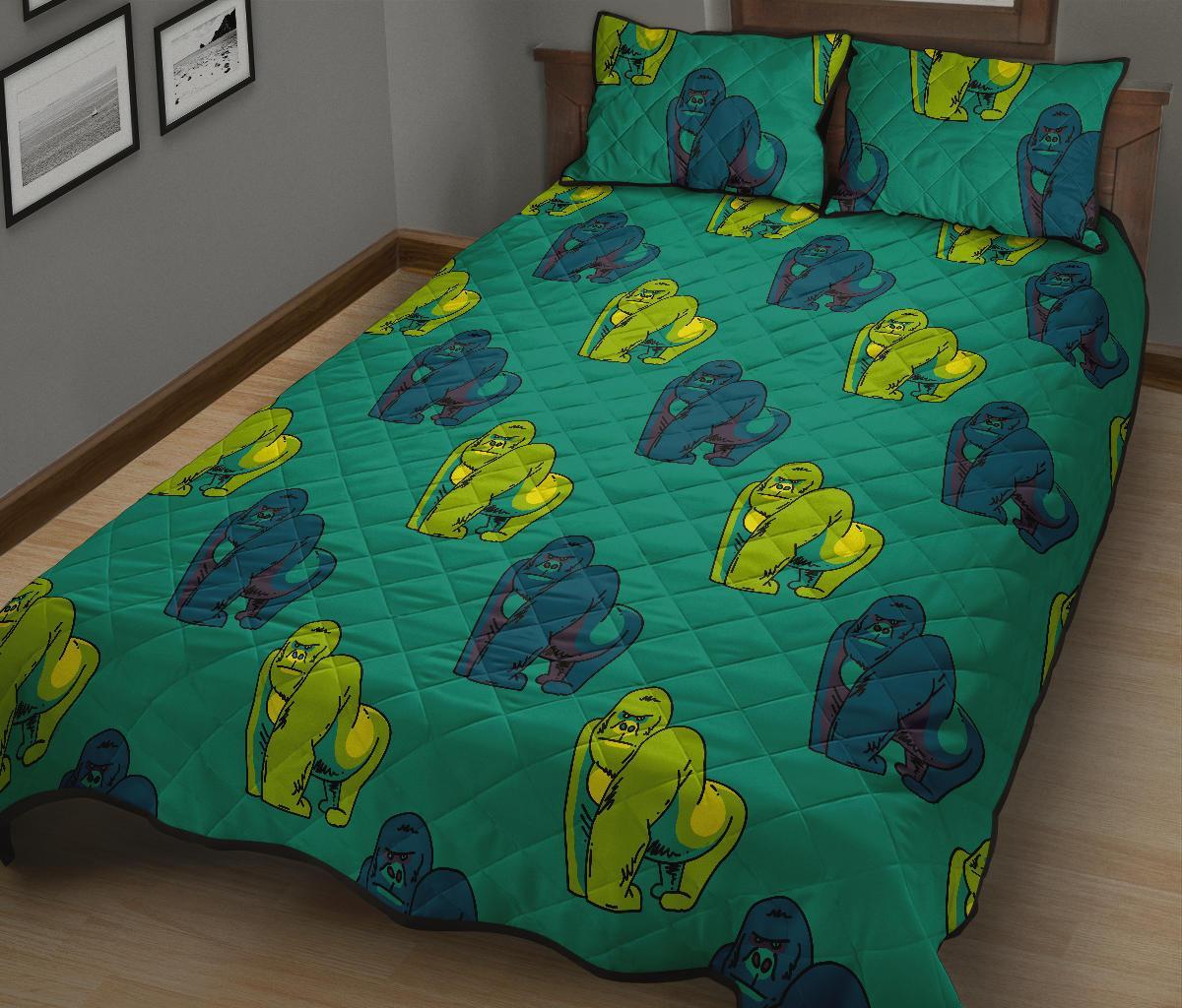 Gorilla Print Pattern Bed Set Quilt-grizzshop