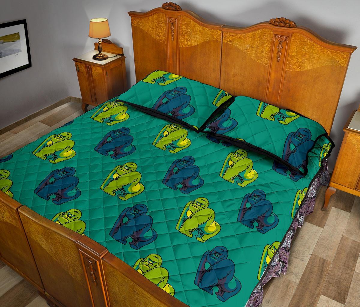 Gorilla Print Pattern Bed Set Quilt-grizzshop