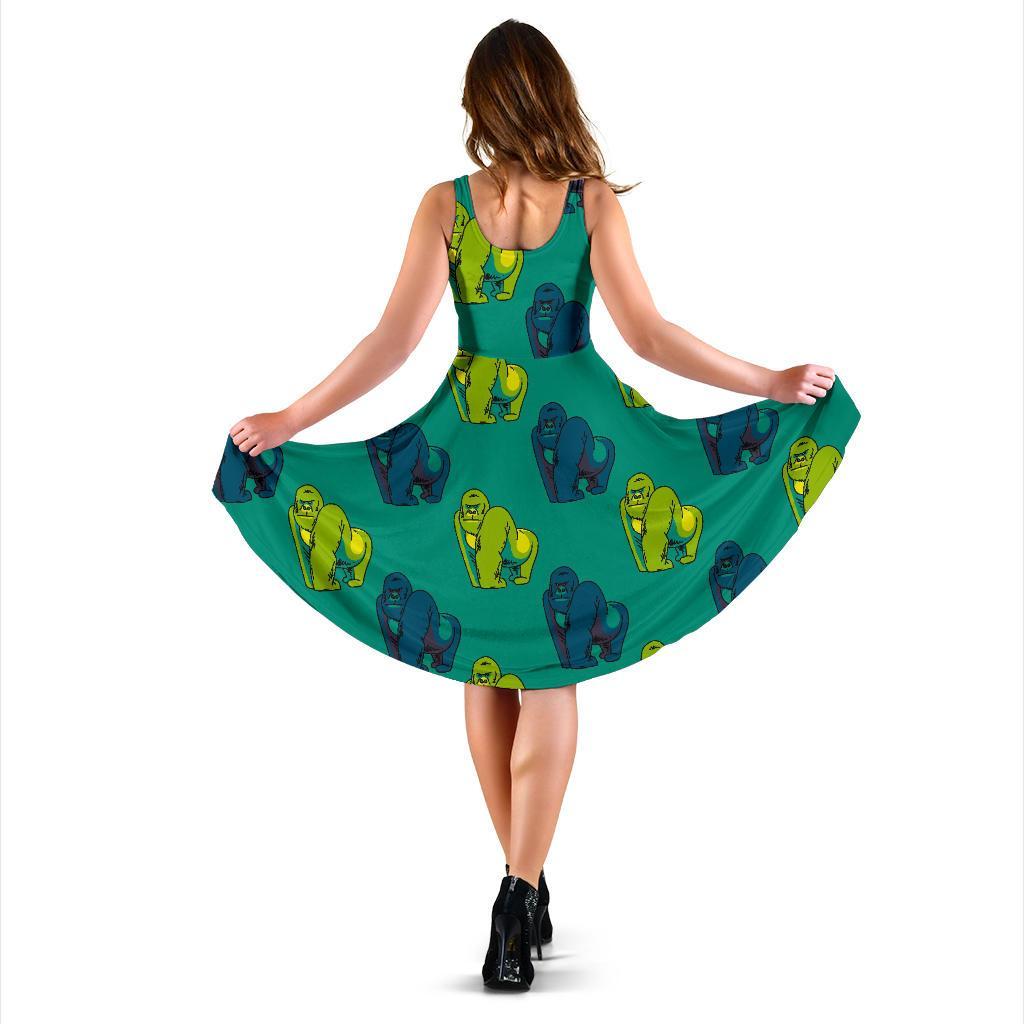 Gorilla Print Pattern Dress-grizzshop