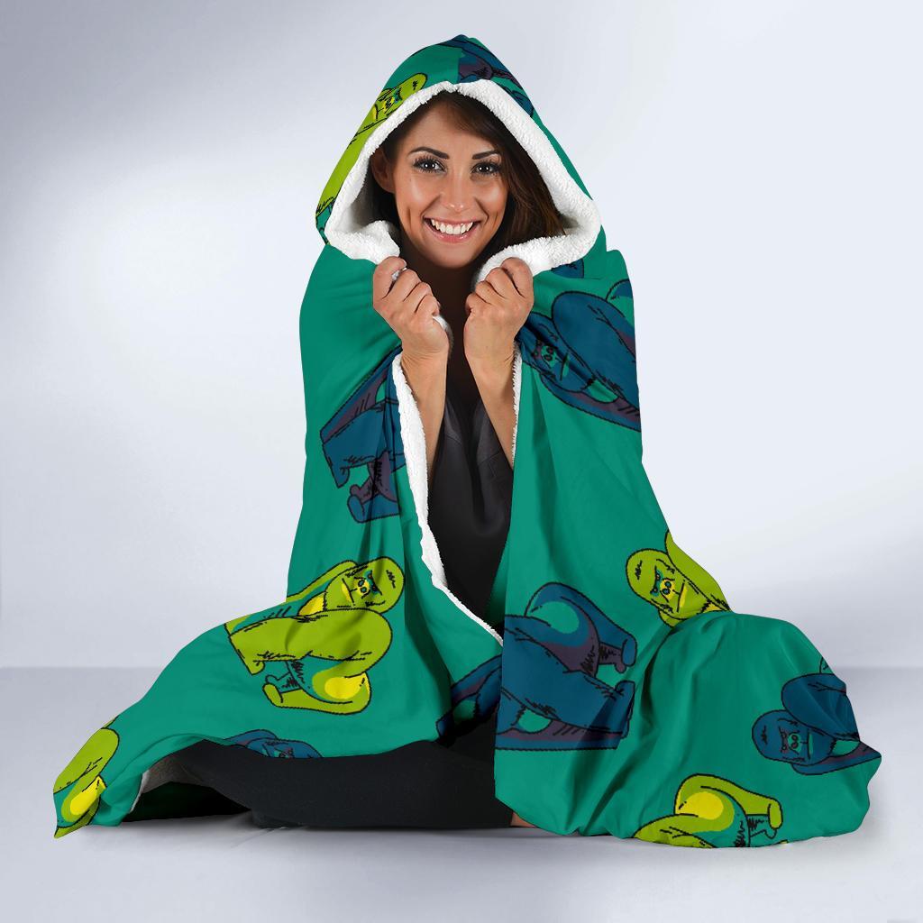 Gorilla Print Pattern Hooded Blanket-grizzshop