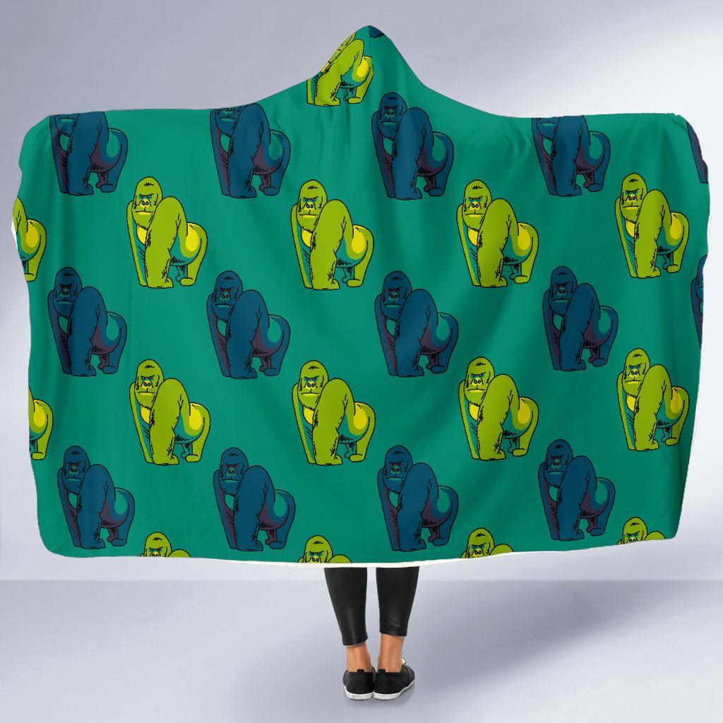 Gorilla Print Pattern Hooded Blanket-grizzshop