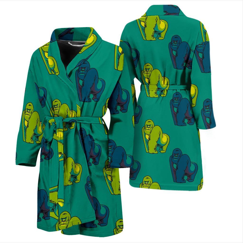 Gorilla Print Pattern Men Long Robe-grizzshop