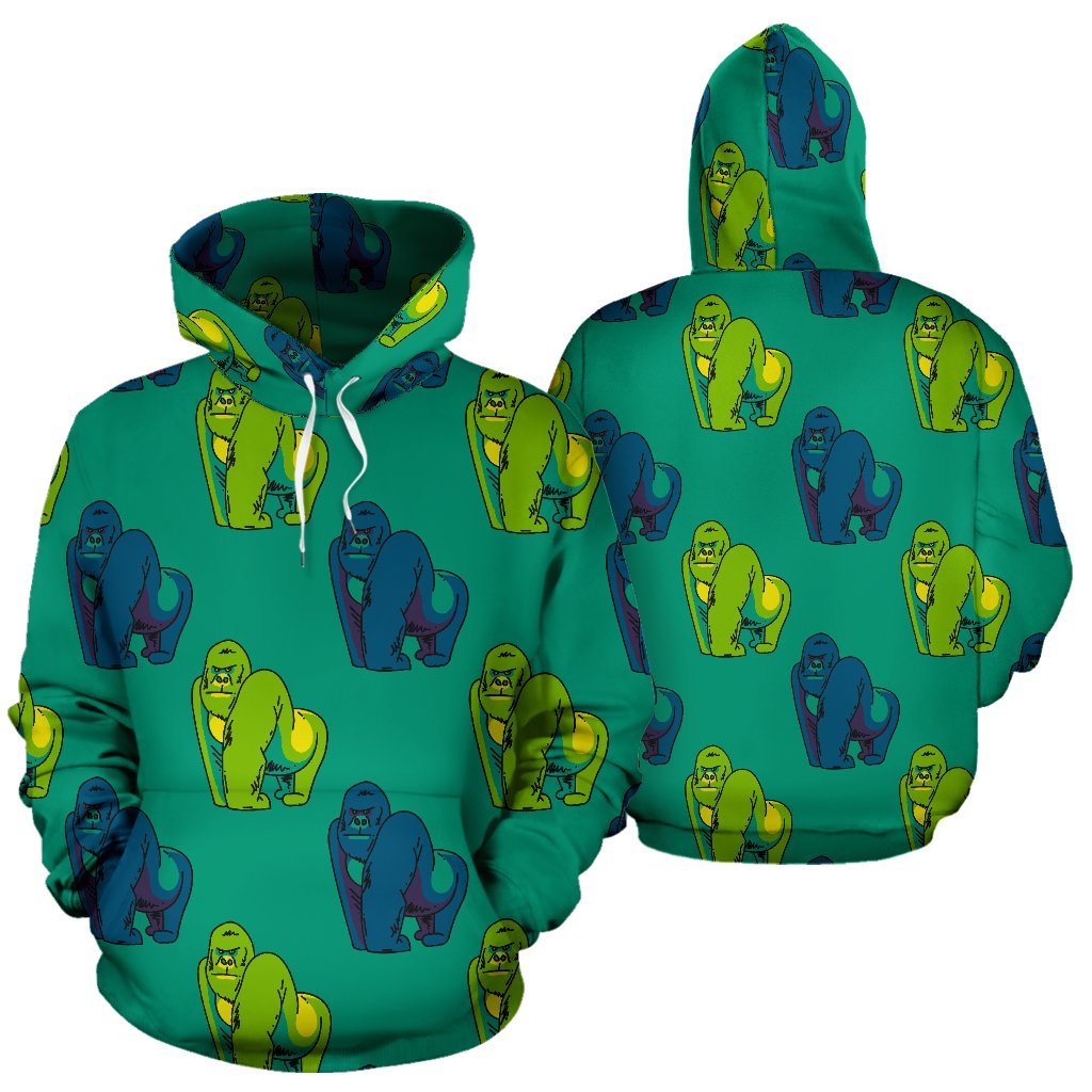 Gorilla Print Pattern Men Women Pullover Hoodie-grizzshop