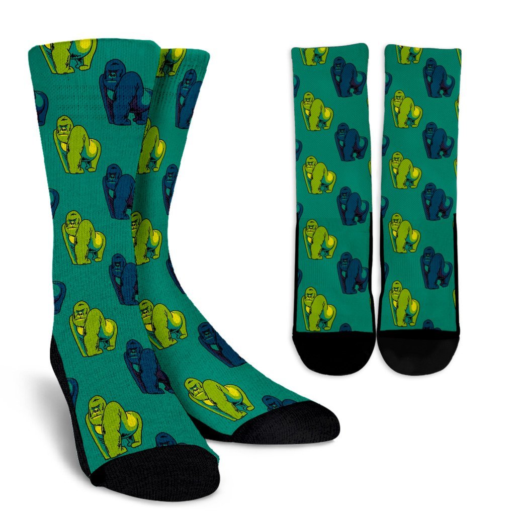 Gorilla Print Pattern Unisex Crew Socks-grizzshop