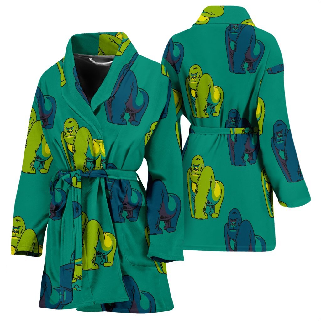 Gorilla Print Pattern Women Long Robe-grizzshop