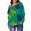 Gorilla Print Pattern Women Off Shoulder Sweatshirt-grizzshop