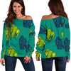 Gorilla Print Pattern Women Off Shoulder Sweatshirt-grizzshop