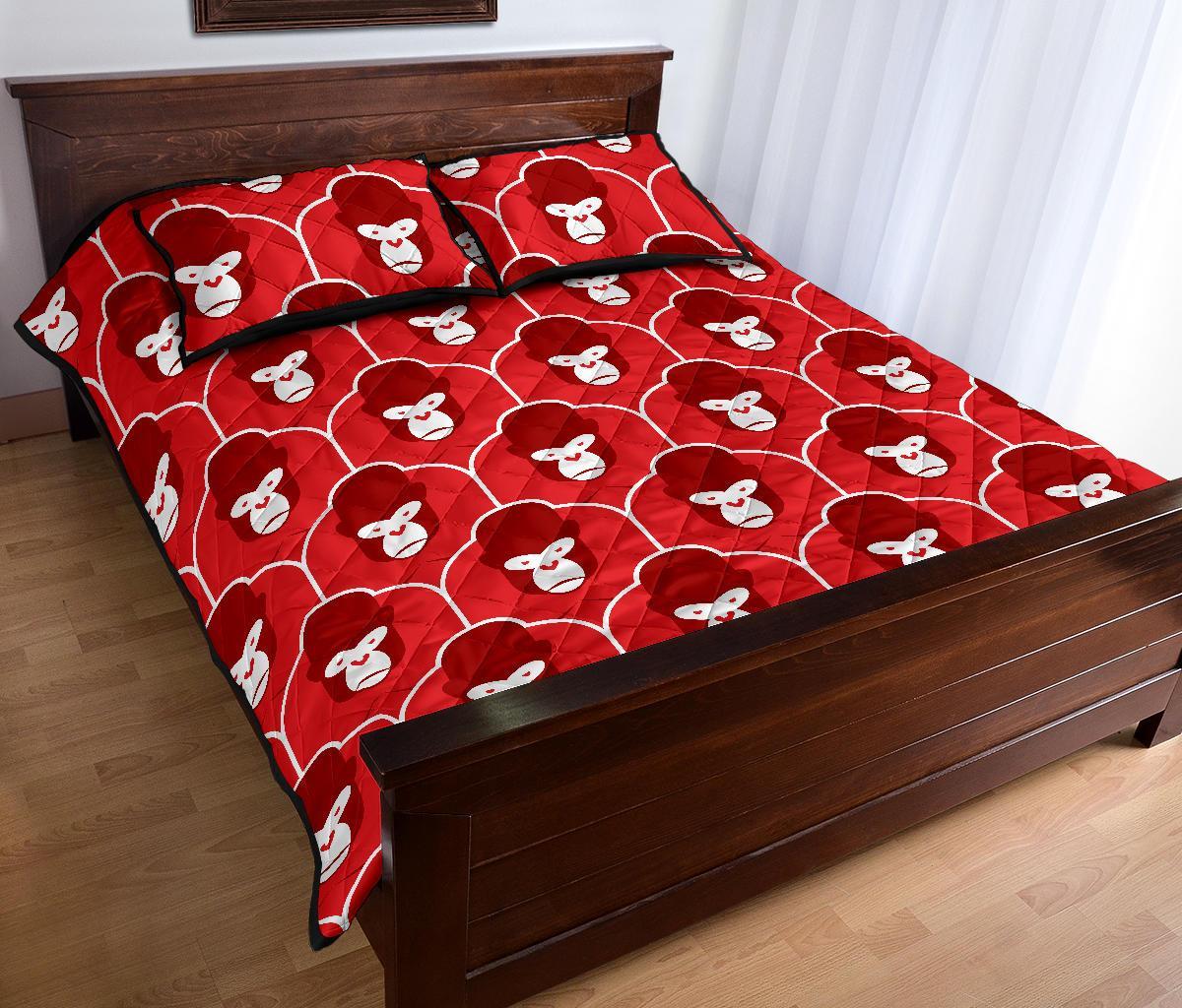 Gorilla Red Pattern Print Bed Set Quilt-grizzshop