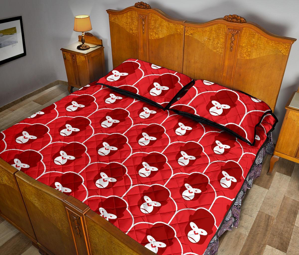 Gorilla Red Pattern Print Bed Set Quilt-grizzshop