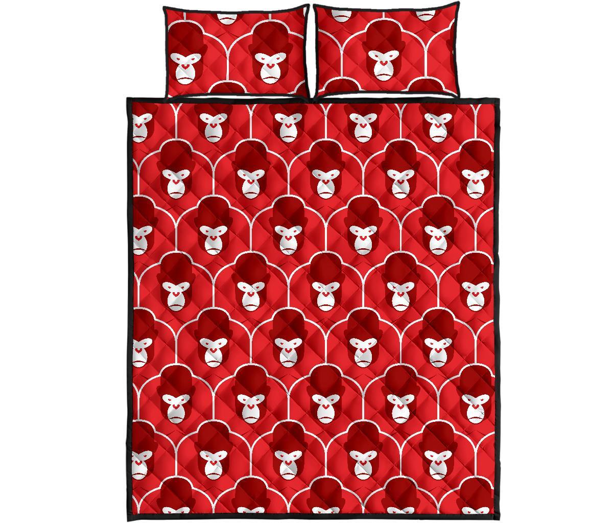 Gorilla Red Pattern Print Bed Set Quilt-grizzshop