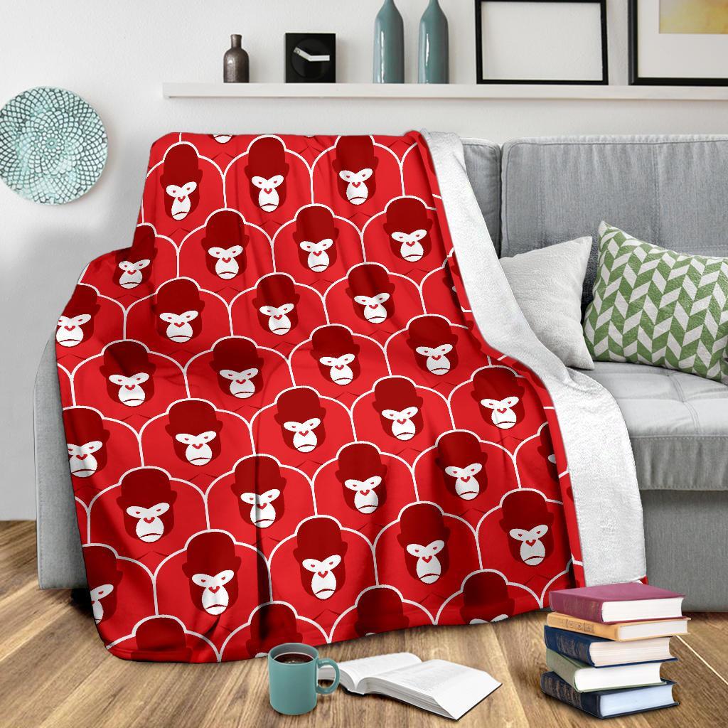 Gorilla Red Pattern Print Blanket-grizzshop