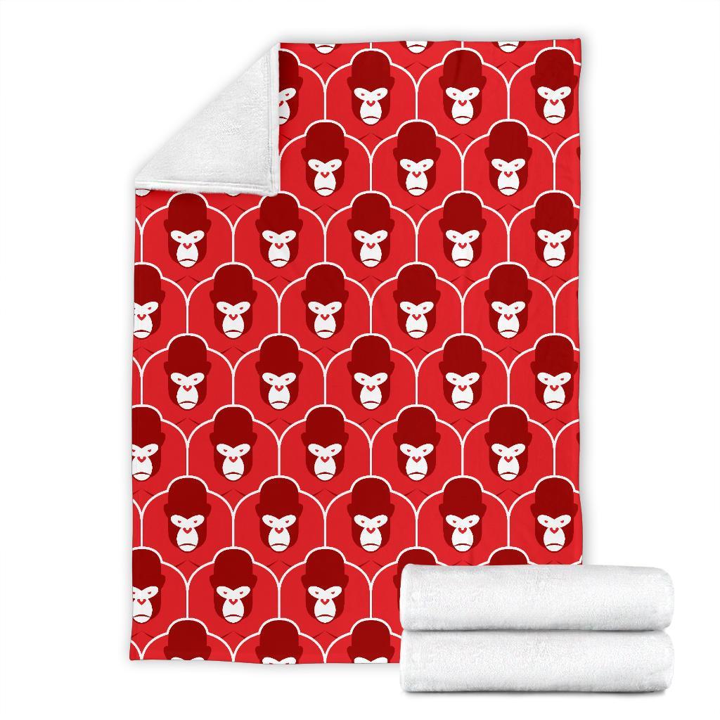 Gorilla Red Pattern Print Blanket-grizzshop